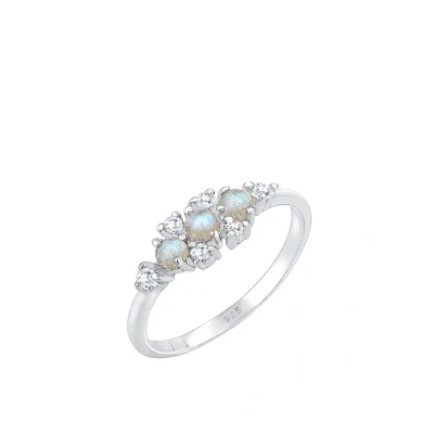 Abbildung von Elli Ring Damen Vintage Look Funkelnd mit Labradorit Edelstein und Zirkonia in 925 Sterling Silber