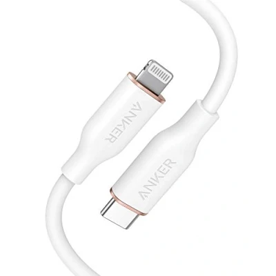 Abbildung von Anker PowerLine III Flow, USB C auf Lightning Ladekabel PD, kompatibel mit iPhone 13/13 Pro Max/12/11 Pro/X/XS/XR/8 Plus, AirPods Pro, 90cm, MFi zertifiziert, Silikagel (in Schneeweiß)