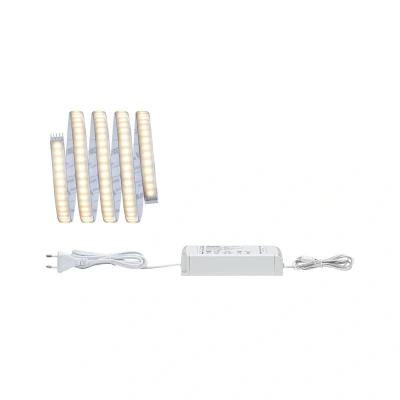 Abbildung von Paulmann 70672 LED Stripe MaxLED 1000 Basisset 15 m 2700 K Warmweiß Lichtband beschichtet Lichtstreifen 20W 1650 lm 216 230/24 V 60 VA, Silber