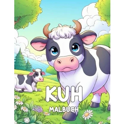 Abbildung von Kuh Malbuch: 30 Wundervolle Malvorlagen für Kinder von 4 12 Jahren Mit niedlichen Tieren, Spaß und Entspannung