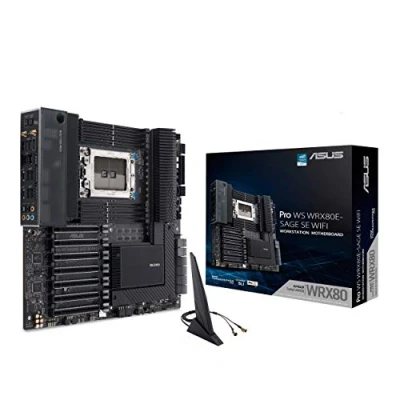 Abbildung von ASUS Pro WS WRX80E SAGE SE WIFI AMD Threadripper EATX Workstation Motherboard (PCIe 4.0, ASMB9 iKVM, 2 x 10 GB LAN, 7 PCIe 4.0 X16 Slots, 3 M.2,2 U.2 Ports, 11 USB 3.2 Gen 8 Kanal DDR4 ECC)