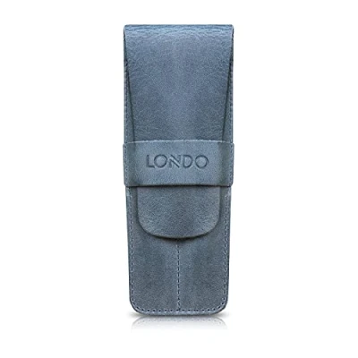 Abbildung von Londo OTTO448 Etui aus Echtleder mit Zwei Fächern und Schutzhülle Bleistift Beutel, Pencil Case, Schlampermäppchen,Schlampermäppchen (Blau)