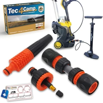 Abbildung von MaJoCompTec® DRYTUBE Adapter zum Entwässern Frostschutz für Wasserhahn Schlauchtrommel Wasserleitung Hochdruckreiniger Wohnmobil Garten Zubehör (Autoventil Anschluss, Entwässerungs Set)