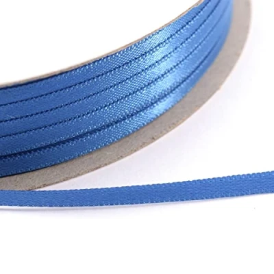Abbildung von Vaessen Creative Satinband, Blau, 3 mm x 100 m Doppelsatinband, Schleifenband, Dekoband, Geschenkband, Stoffband für Hochzeit, Taufe und Geburtstagsgeschenke