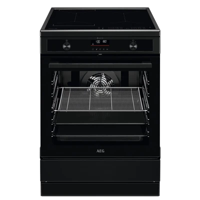 Abbildung von AEG Standherd mit Induktions Kochfeld 60 cm/Hob²Hood/Pyrolyse Selbstreinigung/SoftClosing/Touch Bedienung/Grillfunktion/Display Uhr/Kindersicherung/A / CIB6499APB