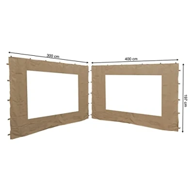 Abbildung von QUICK STAR 2 Seitenteile 300 / 400x197cm mit PE Fenster für Pavillon 3x4m Seitenwand Sand