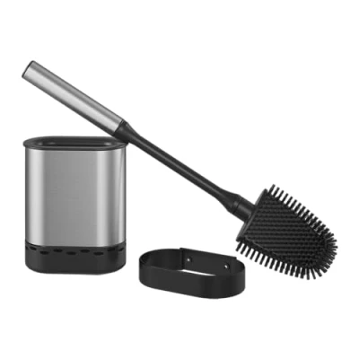 Abbildung von Metaltex 185519000 Cleany WC Bürste flach, flexibel, INOX, 47 x 12,8 7,4 cm