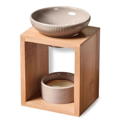 Abbildung von Zen&#039;Arôme Duftlampe Birdy Schwarz Duftwachs Brenner Diffuser für Ätherische Öle und Raumdüfte Kerzenhalter Aromatherapie Dekorativer Teelichthalter aus Holz Keramik Höhe: 16,5 cm