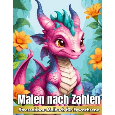 Abbildung von Malen nach Zahlen Malbuch für Erwachsene: Enspannung und Stressabbau Ausmalbuch mit Blumen, Tiere, Landschaften Fantasy Drachen