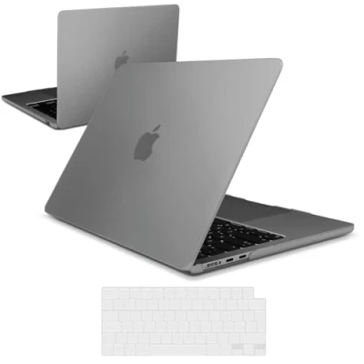 Abbildung von iNeseon Hülle Kompatibel mit 2022 2024 MacBook Air 13,6 M3 M2 A3113 A2681, Kunststoff Slim Schutzhülle Hartschale Case + Tastaturschutz für 13.6, Matt Grau