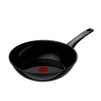 Abbildung von Tefal C43519 Renew On Black Wokpfanne 28 cm Keramikversiegelung umweltfreundlich recycelt Thermo Signal für alle Herdarten Induktion Unbedenklich Schwarz