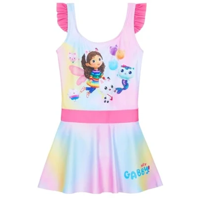 Abbildung von Get Trend Gabbys Dollhouse Badeanzug Mädchen Einteiler Bademode Badekleid Bequemer Schwimmanzug Kinder Baderock Schwimmen und Baden (7 8 Jahre, Multi Gabby’s Dollhouse)