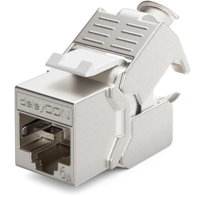 Abbildung von deleyCON 1x CAT6a Keystone Jack Modul Patchkabel Netzwerkkabel Verbinder STP Schirmung RJ45 Buchse Netzwerk Dose Patchpanel Keystonehalterung Erweiterung