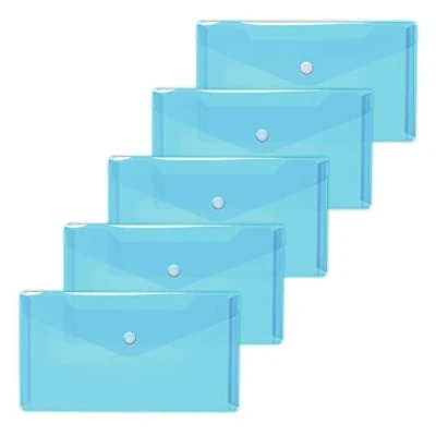 Abbildung von HERMA 20040 Dokumententaschen DIN lang transparent hellblau, 5 Stück, kleine Sichttaschen Umschläge mit Druckknopf, Briefumschläge aus Plastik für Schule, Uni, Büro, Reise
