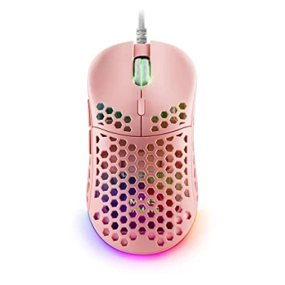 Abbildung von MARSGAMING Mars Gaming MM55P Rosa, RGB Chroma Maus, Ultraleichtgewicht 55g, 12800 DPI, HUANO Mechanische Switches