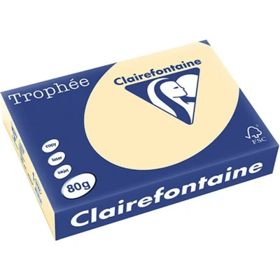 Abbildung von Clairefontaine 1787C Ries Druckerpapier / Kopierpapier Trophee, intensive Farben, DIN A4, 80g, 500 Blatt, Creme, 1
