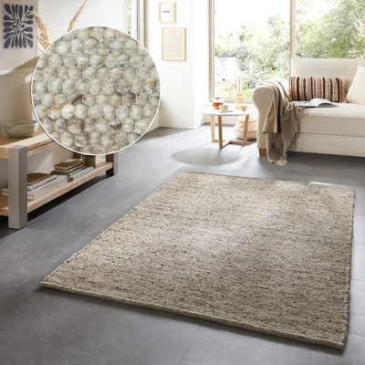 Abbildung von my home Wollteppich »Greith« rechteckig 12 mm Höhe Wendeteppich, meliert, reine Wolle, handgewebt, Scandi, Wohnzimmer
