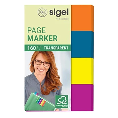 Abbildung von SIGEL HN614 Haftmarker, 160 Streifen im Format 20 x 50 mm, orange, blau, gelb, lila