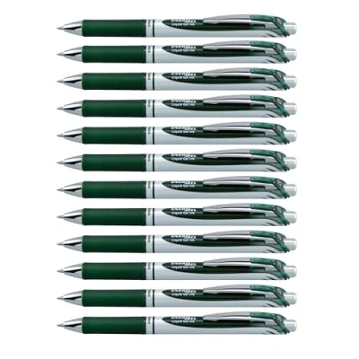 Abbildung von Pentel EnerGel XM BL77 Gelschreiber mit Druckmechanik, waldgrün (12 Stück)