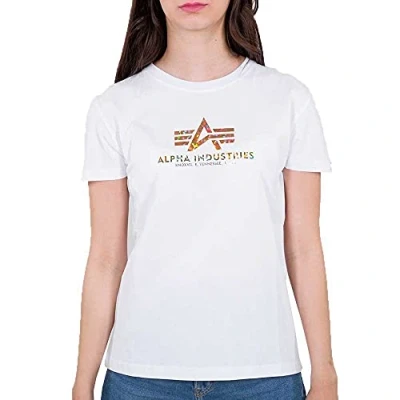 Abbildung von Alpha Industries Damen New Basic T HOL. Print Wmn Shirt, Black/Gold Crystal, XS