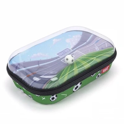 Abbildung von ZIPIT Federmäppchen mit transparentem Deckel für Jungen Fußballmotiv die Schule Fußball Etui Kinder