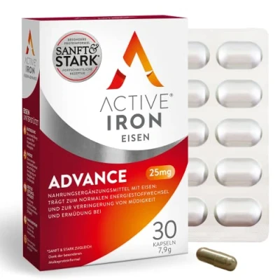 Abbildung von Active Iron Eisen Advance 25mg 30 Kapselen Wird 2X besser resorbiert als Eisensulfat