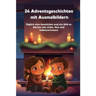 Abbildung von 24 Adventsgeschichten mit Ausmalbildern: Täglich eine Geschichte und ein Bild zu Werten wie Liebe, Mut Selbstvertrauen