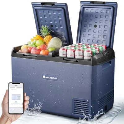 Abbildung von AAOBOSI Kompressor kühlbox 95L, Dual Zone Elektrisch mit APP Steuerung, IPX4 Wasserdicht, 12V 230V, 20C bis Ideal für Auto, LKW, Boot, Camping, Fischen &amp; Outdoor Aktivitäten