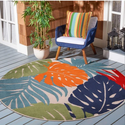 Abbildung von Sanat Teppich »Floral Outdoor« rund 6 mm Höhe In und Outdoor geeignet, florales Design, Balkon, Terasse