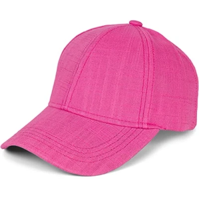 Abbildung von styleBREAKER Unisex Leinen Baseball Cap Einfarbig, 6 Panel Basecap, Metallschnalle verstellbar 04023089, Farbe:Pink