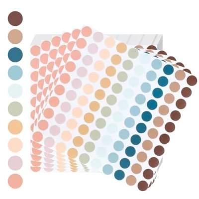Abbildung von AiQInu 4000 Stück Klebepunkte Bunte 10mm Runde Punktaufkleber Markierungspunkte Etiketten Kleine Punkt Aufkleber Mini Sticker für Büro Schule, Kalender, und zum Basteln, Papier, 10 Macaron Farbe