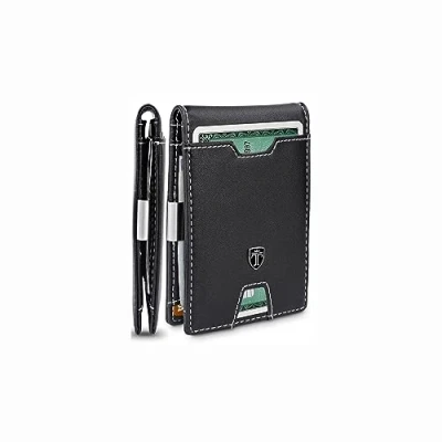 Abbildung von TRAVANDO Geldbörse mit Geldklammer Amsterdam TÜV geprüft 10 Kartenfächer Slim Design RFID Schutz Kleines Münzfach inkl. Geschenk Box Designed in Germany
