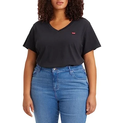 Abbildung von Levi&#039;s Damen Plus Size V Neck Tee T Shirt, Caviar, 4XL
