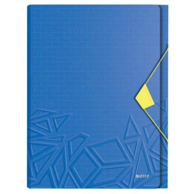 Abbildung von Leitz Projektmappe in A4 Format, 5 Fächer, Gummibandverschluss, Kapazität für 250 Blatt, Blau, Urban Chic, 39970032