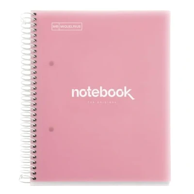 Abbildung von Miquelrius Notizbuch A5 Notebook Emotions, 120 Blatt 90 g/m², Raster 5 x mm, Farbige Streifen, Mikroperforierte Spirale, Polypropyleneinband, Limonengrün