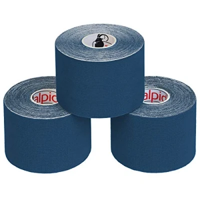 Abbildung von ALPIDEX Kinesiologie Tape 1/3/ 6/12 Rollen Viele Farben 5 m x cm Anwendungsbroschüre Elastisch Wasserfest Hautfreundlich Physio Muskel Set, Farbe:dunkelblau, Menge:3