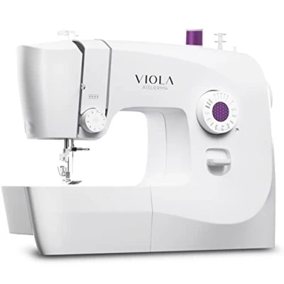 Abbildung von VIOLA Atelier M14 Nähmaschine mit 14 Nähprogramme, Einfädelautomatik, Rotierenden Greifer aus Metall, Robuste interne Aluminiumstruktur und ABS Gehäuse