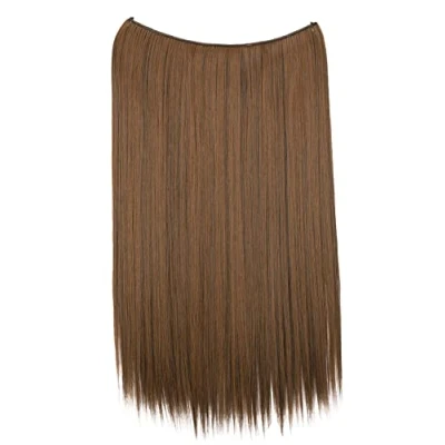 Abbildung von CAISHA 50cm 1 Tresse Extension mit Gummiband Extensions Haarverlängerung Haarteil Glatt Dunkelbraun Hellbraun Strähnen E119