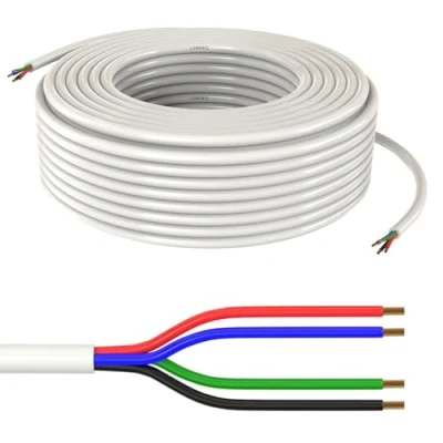 Abbildung von Lumonic 4x 0,34mm² LED Steuerleitung weiss 20m I ummanteltes 4 adriges Kabel flexibel Geschirmtes Steuerkabel, LiYY Verlängerung, Stromkabel
