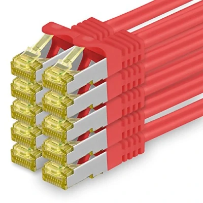 Abbildung von Cat.7 Netzwerkkabel 1m Rot 10 Stück Cat7 Ethernetkabel Netzwerk LAN Kabel Rohkabel Gb s SFTP PIMF LSZH Set Patchkabel mit Rj 45 Stecker Cat.6a