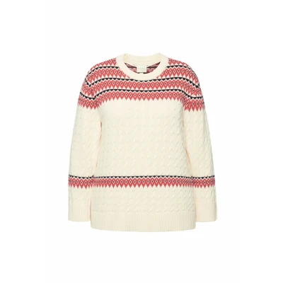 Abbildung von Ulla Popken FAIR ISLE Rundhals Strickpullover, Damen, Größe: 46/48, Brick red