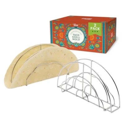 Abbildung von Chef Tacos Taco Halter 2er Pack Ofen &amp; Fritteusenfest Schalen für alle Größen zur Vorbereitung und Zubereitung Perfekt jeden Liebhaber der Mexikanischen Küche