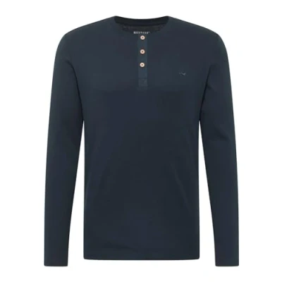 Abbildung von MUSTANG Herren Langarmshirt ARMINTO Slim Fit S 6XL Blau Schwarz Baumwolle, Größe:6XL, Farbe:Carbon 4135