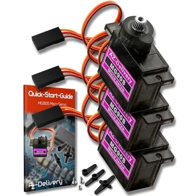 Abbildung von AZDelivery 3 x Servo MG90S Mikro Servomotor kompatibel mit Arduino inklusive E Book!
