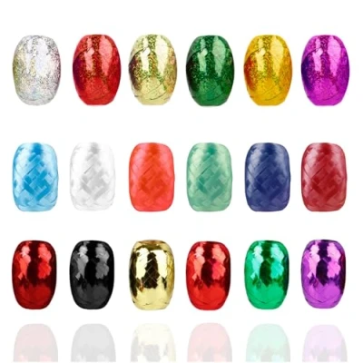 Abbildung von 18er Ringelband Set mit bunten Farben je 20 Meter Geschenkband Kräuselband Geschenk Bänder zum Dekorieren &amp; Verpacken von Geschenken Weihnachten Advent