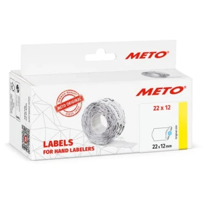 Abbildung von Original Meto Preisauszeichner Etiketten 9517182 (22x12 mm, 6000 Stück, multifunktion permanent tiefkühl, Preisetiketten für Meto, Contact, Sato, Avery, Tovel, etc.) 6 Rollen, weiß