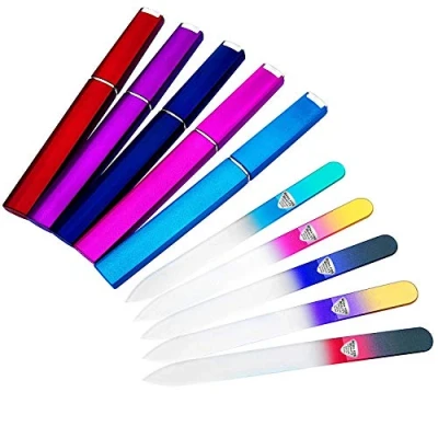 Abbildung von Glasnagelfeile für Nägel Maniküre Nagelfeile Glas mit Etuis Sanftes Präzisionsfeilen, Glättet die 5 teiliges Set aus Tschechischen Premium Glasfeilen von Bona Fide Beauty