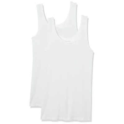 Abbildung von Amazon Essentials Damen Tanktop schlanke Passform, 2er Pack, Weiß, L