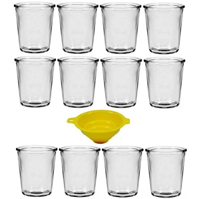 Abbildung von mikken 12 kleine Dessertgläser/Gläser 65 ml für Amuse Bouche, Gueule, Nachspeisen, Fingerfood, etc. inkl. einem Einfülltrichter