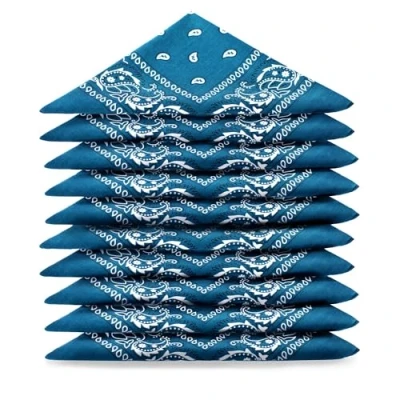 Abbildung von Karl Loven Bandanas 5er Pack 100% Baumwolle Paisley Halstuch Kopf Hals Schal (5er Pack, Blau Ente)